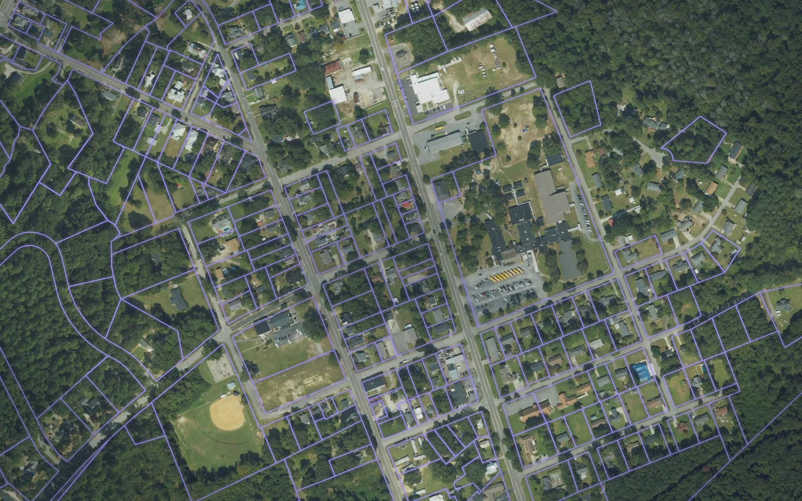 Parcel boundaries over aerial imagery of Greene County, North Carolina