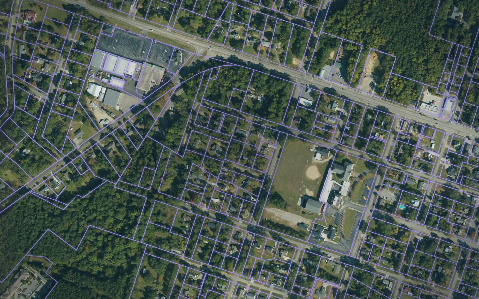 Parcel boundaries over aerial imagery of Harnett County, North Carolina