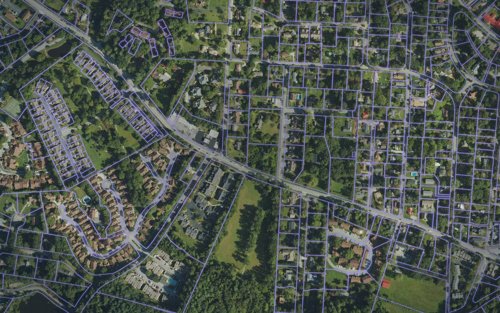 Parcel boundaries over aerial imagery of Henderson County, North Carolina