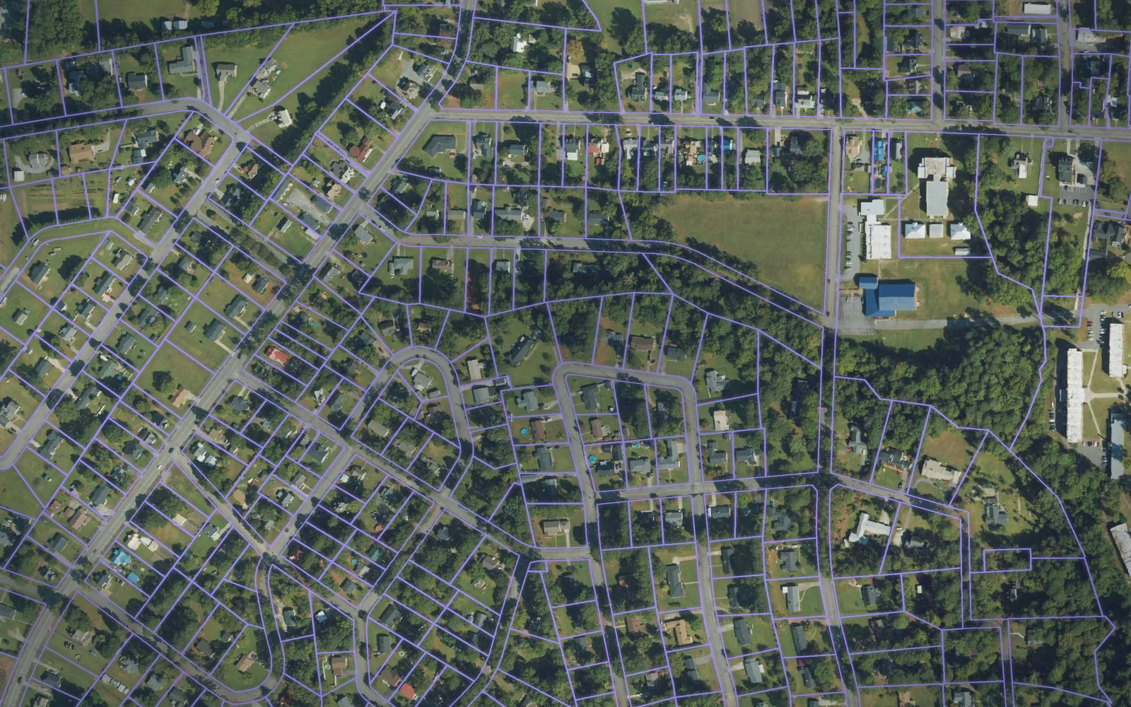 Parcel boundaries over aerial imagery of Hertford County, North Carolina