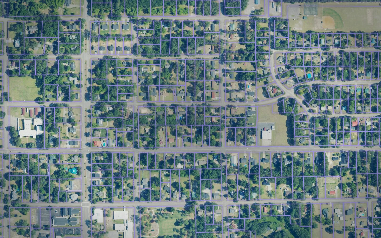 Parcel boundaries over aerial imagery of Hoke County, North Carolina