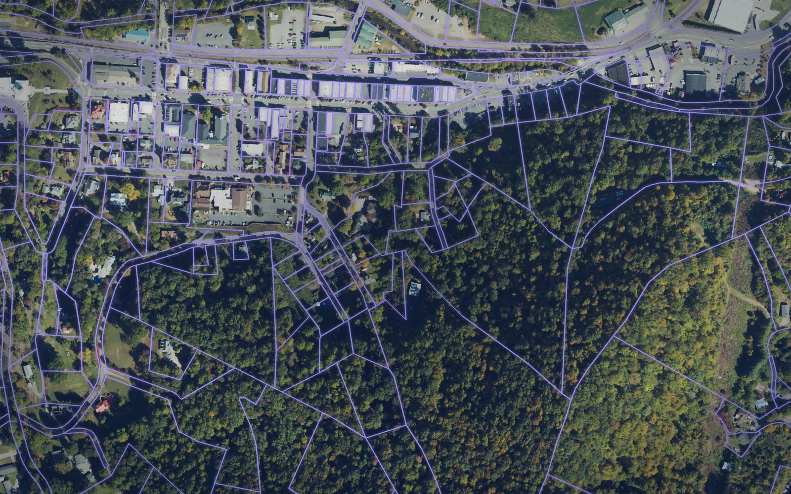 Parcel boundaries over aerial imagery of Jackson County, North Carolina