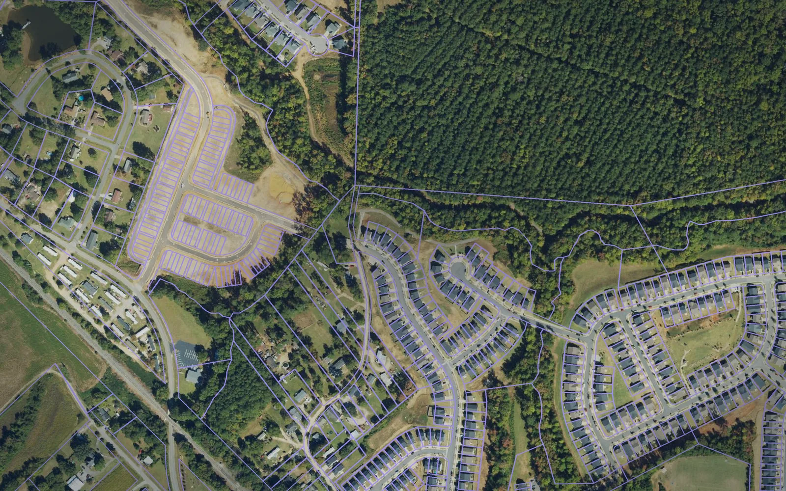 Parcel boundaries over aerial imagery of Johnston County, North Carolina
