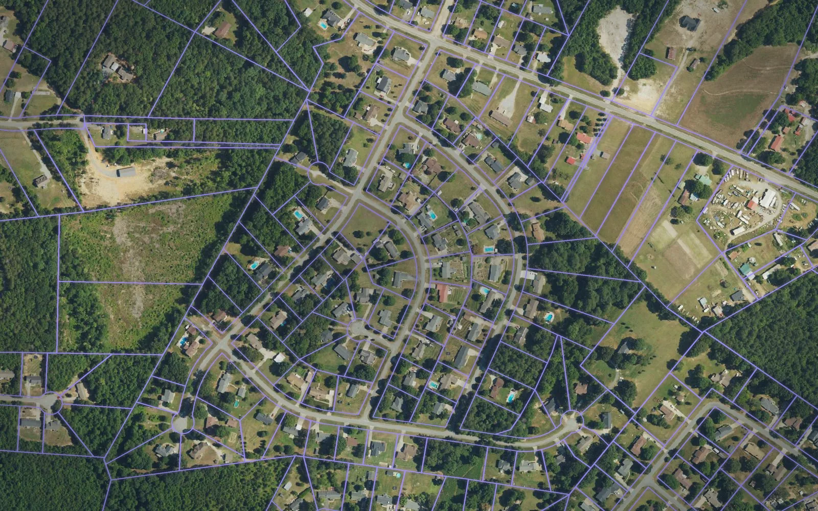 Parcel boundaries over aerial imagery of Lincoln County, North Carolina