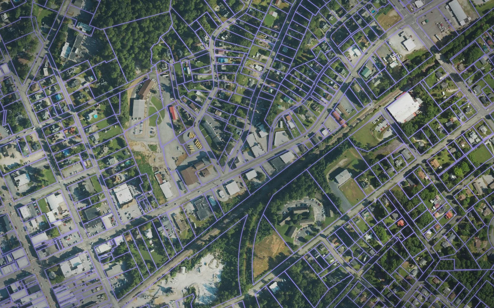 Parcel boundaries over aerial imagery of McDowell County, North Carolina