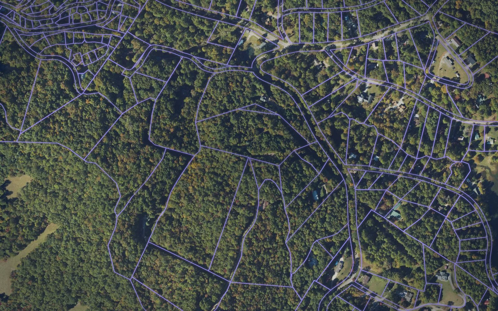 Parcel boundaries over aerial imagery of Macon County, North Carolina
