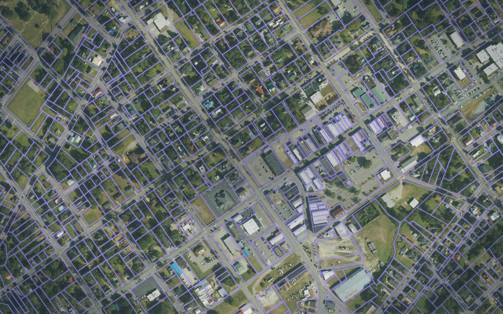 Parcel boundaries over aerial imagery of Martin County, North Carolina