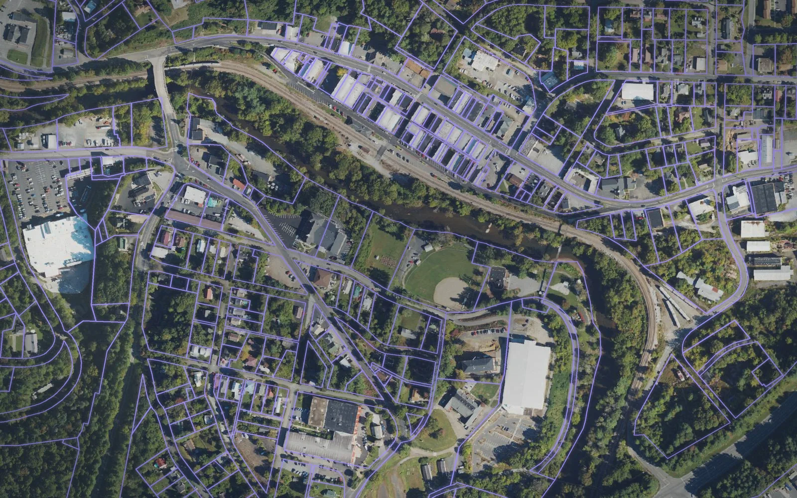 Parcel boundaries over aerial imagery of Mitchell County, North Carolina