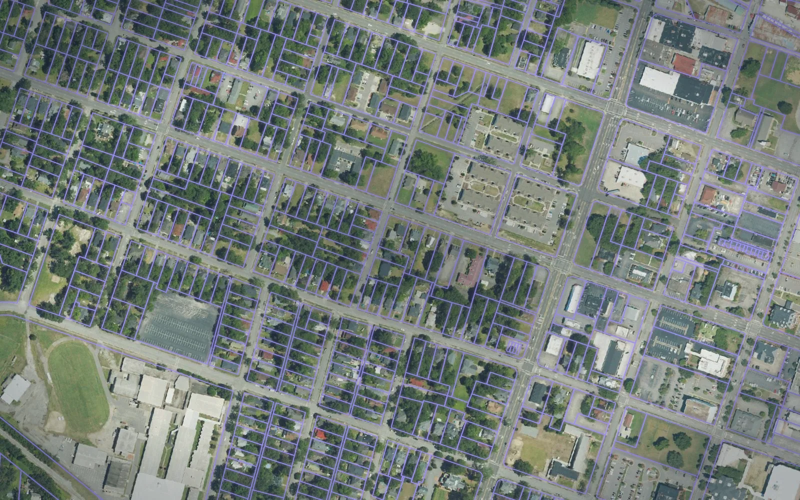 Parcel boundaries over aerial imagery of Nash County, North Carolina