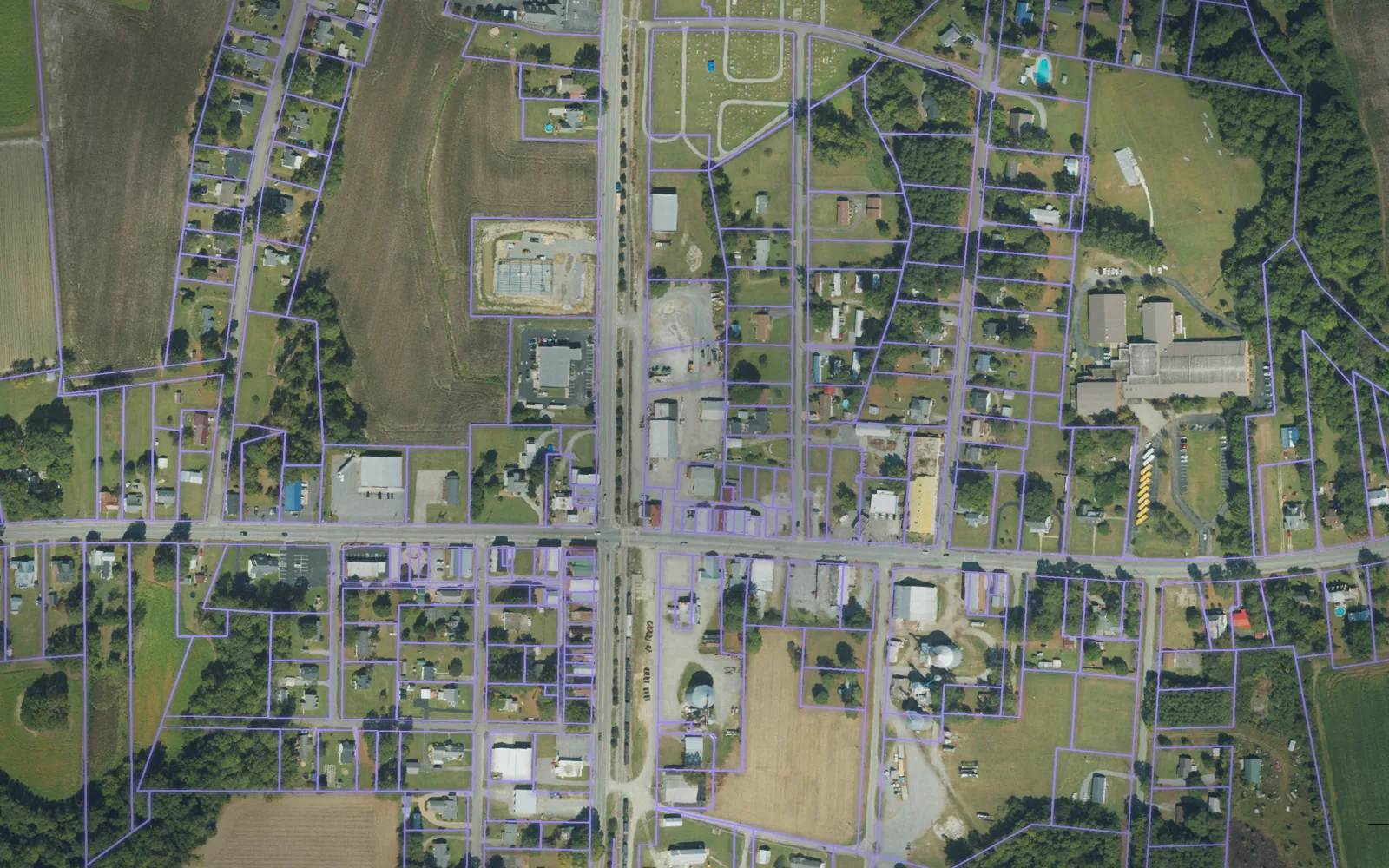 Parcel boundaries over aerial imagery of Northampton County, North Carolina