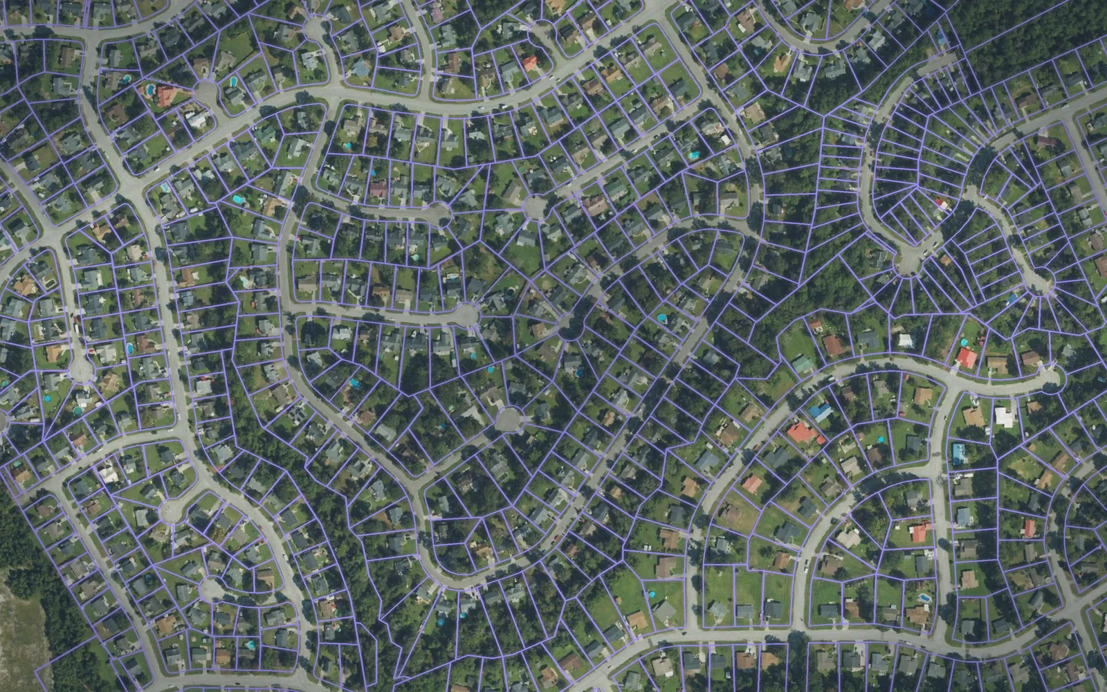Parcel boundaries over aerial imagery of Onslow County, North Carolina