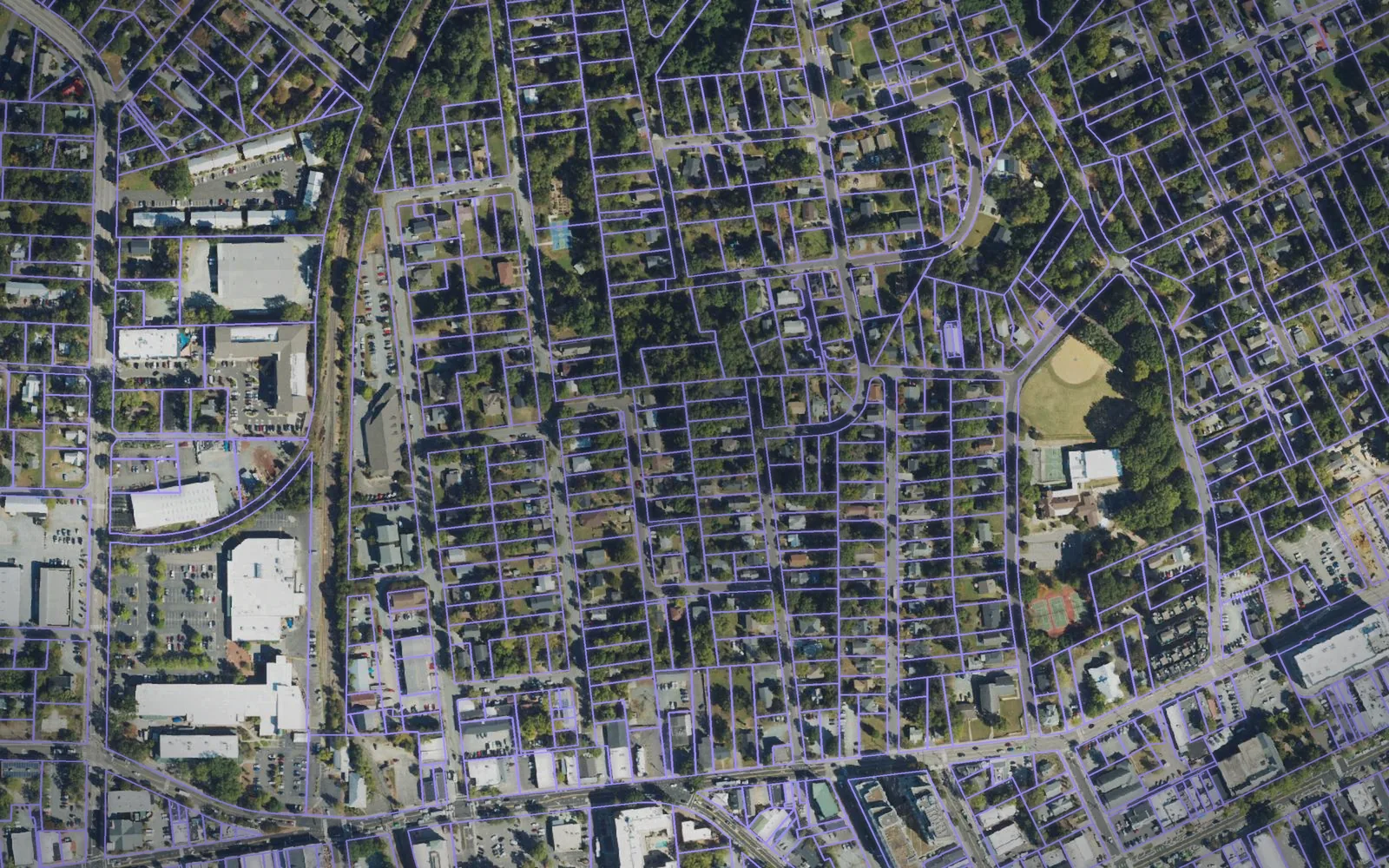 Parcel boundaries over aerial imagery of Orange County, North Carolina