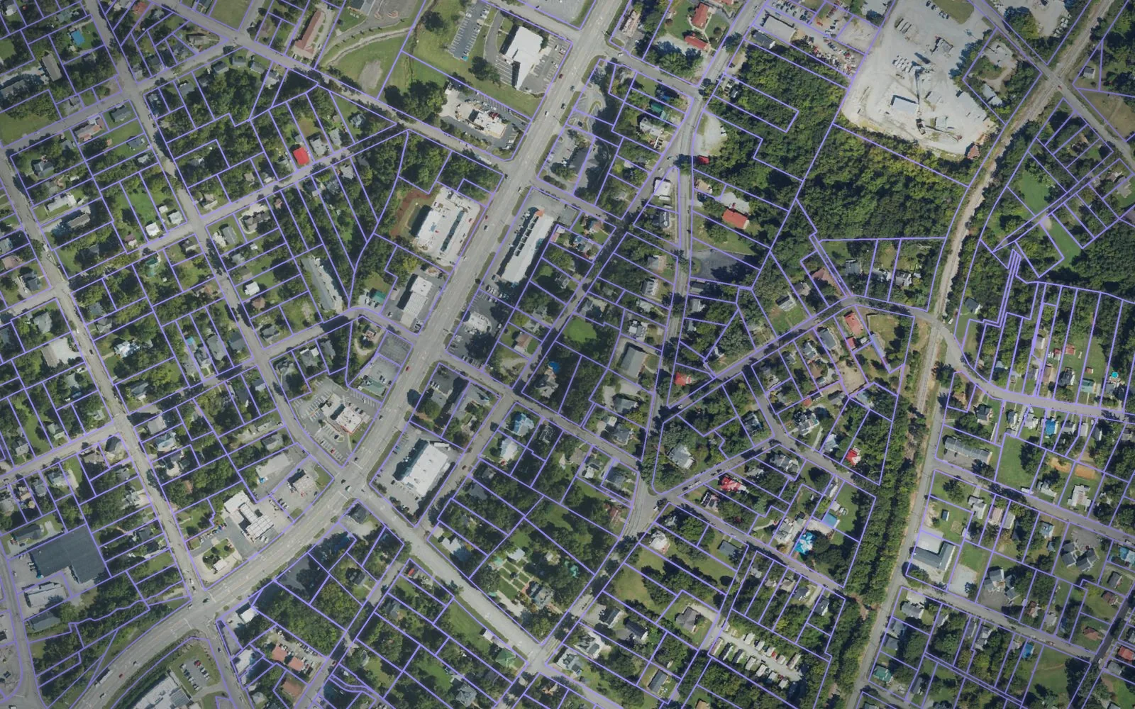 Parcel boundaries over aerial imagery of Person County, North Carolina