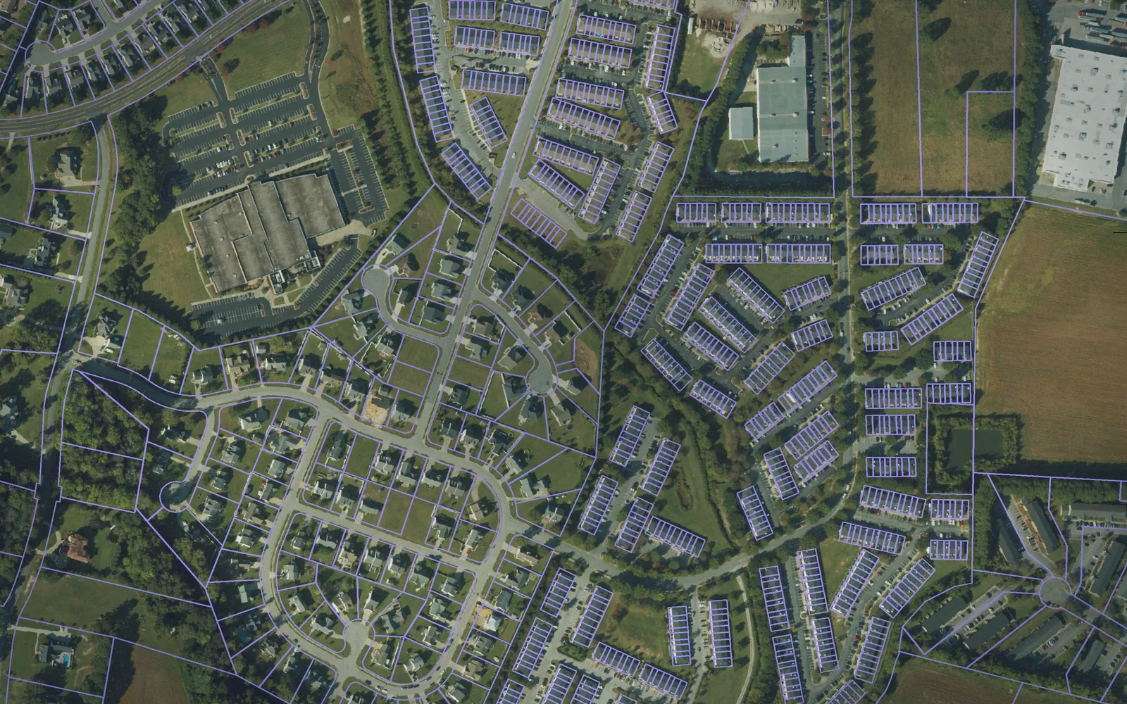Parcel boundaries over aerial imagery of Pitt County, North Carolina