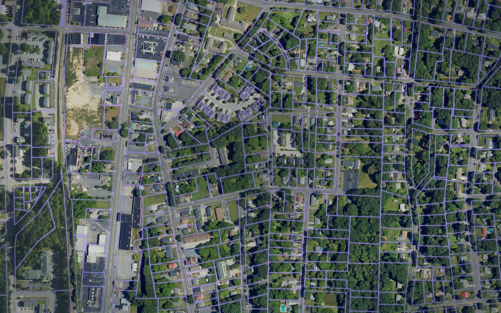 Parcel boundaries over aerial imagery of Randolph County, North Carolina