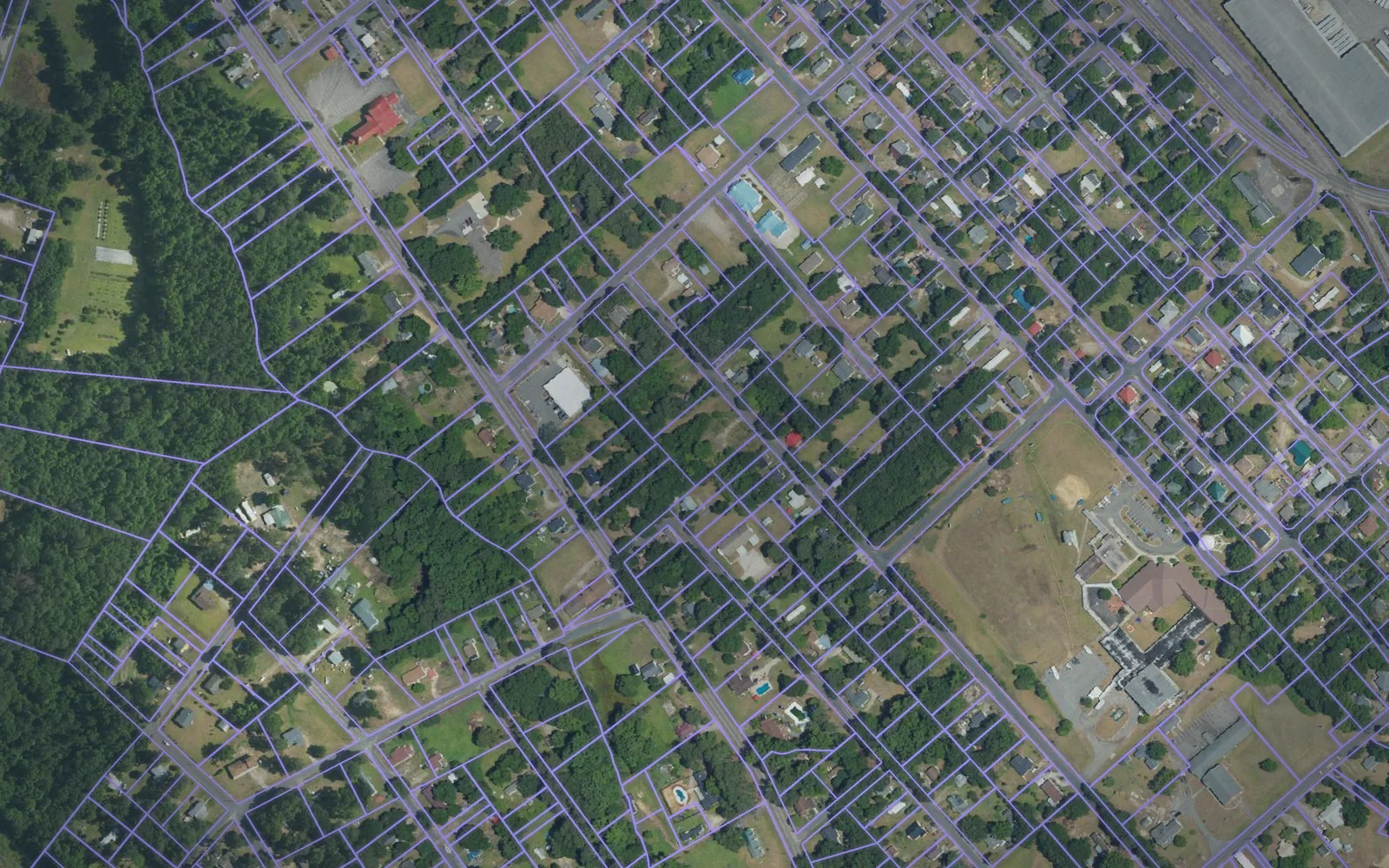 Parcel boundaries over aerial imagery of Richmond County, North Carolina