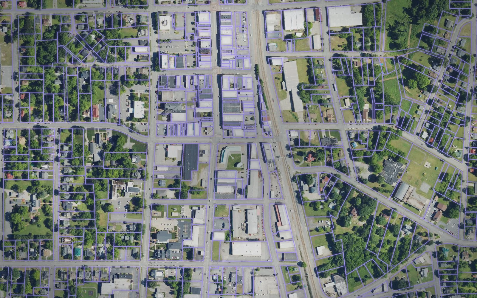 Parcel boundaries over aerial imagery of Rockingham County, North Carolina