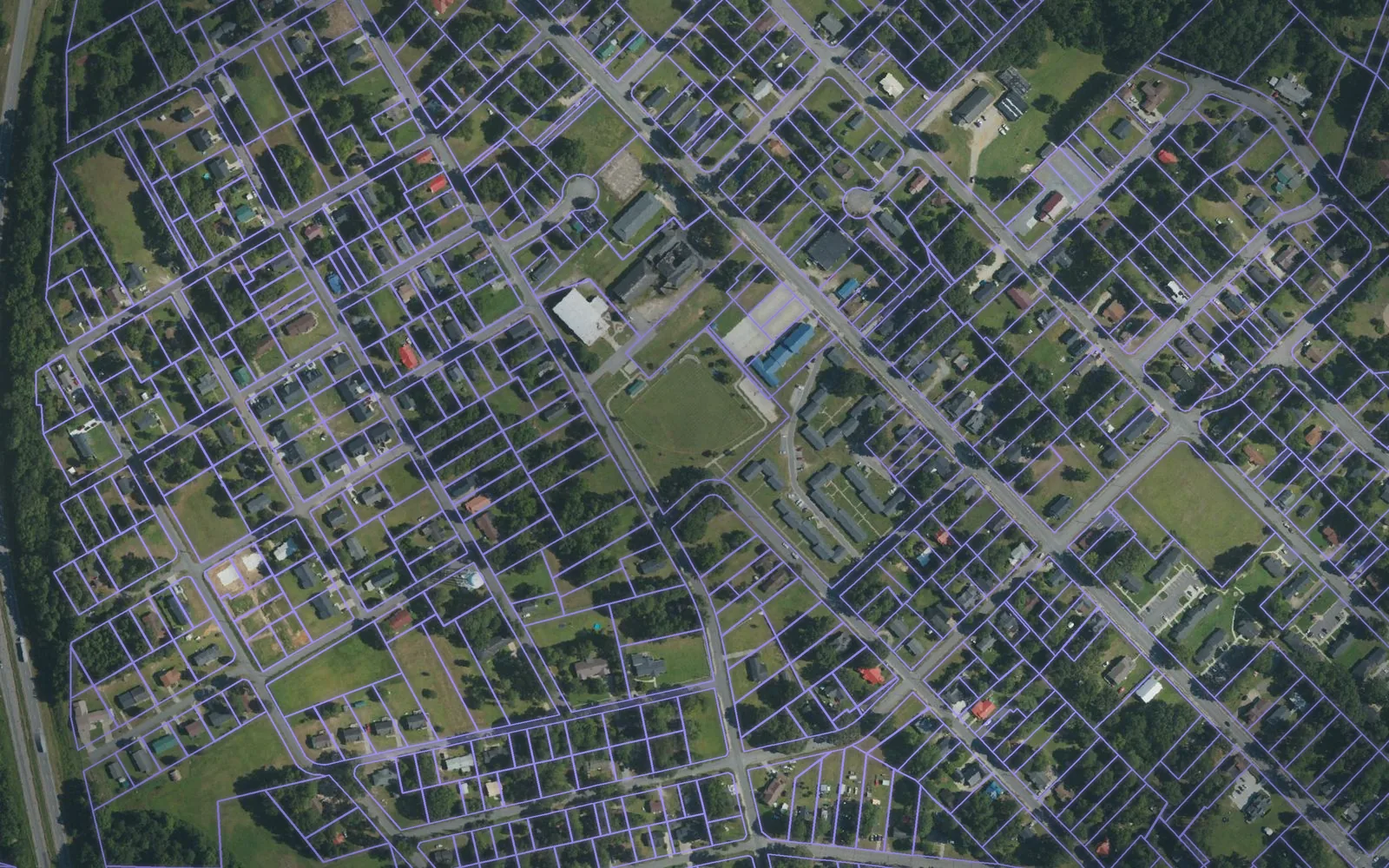 Parcel boundaries over aerial imagery of Sampson County, North Carolina