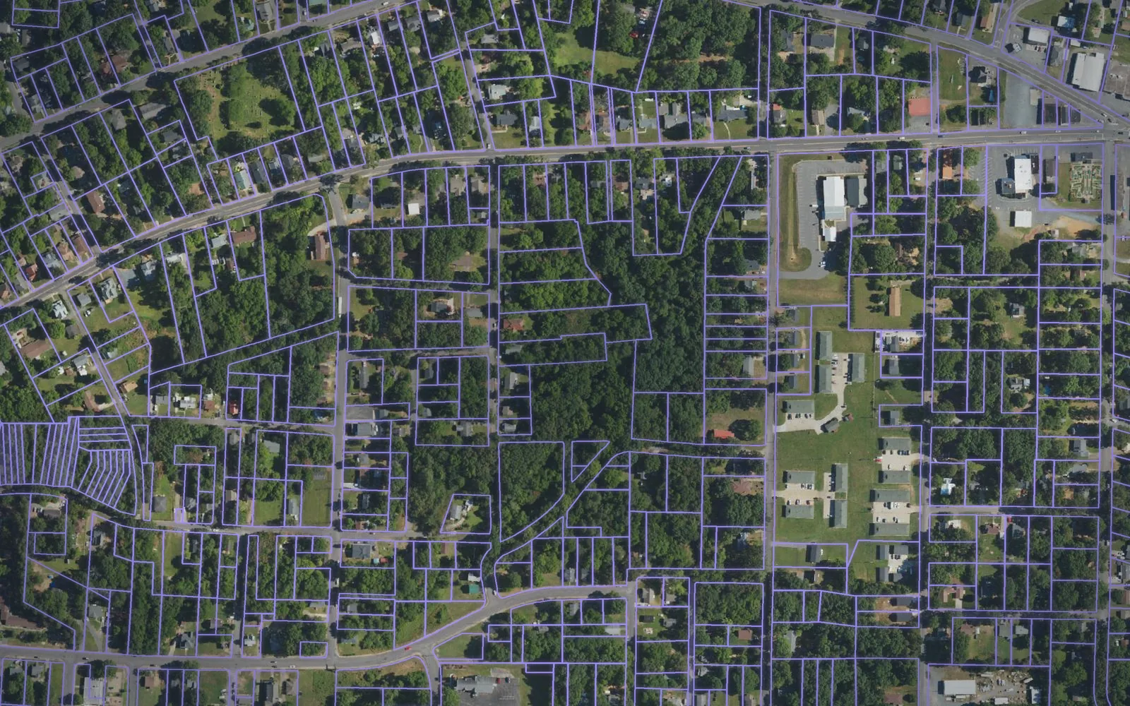 Parcel boundaries over aerial imagery of Stanly County, North Carolina