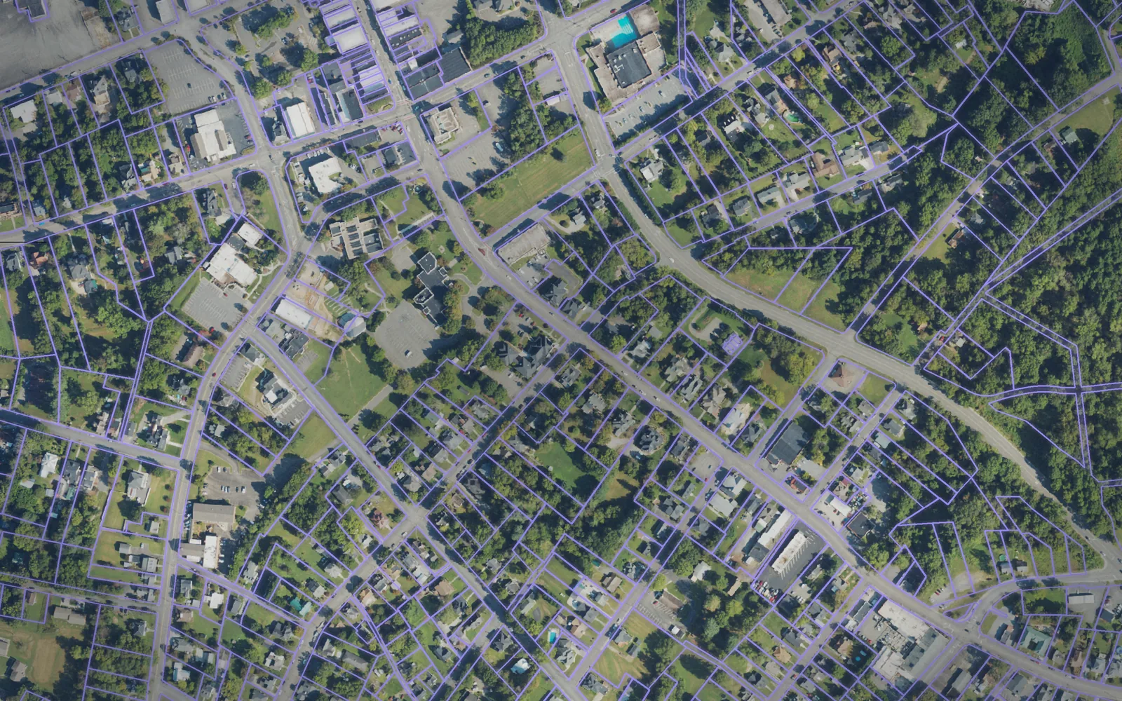 Parcel boundaries over aerial imagery of Surry County, North Carolina