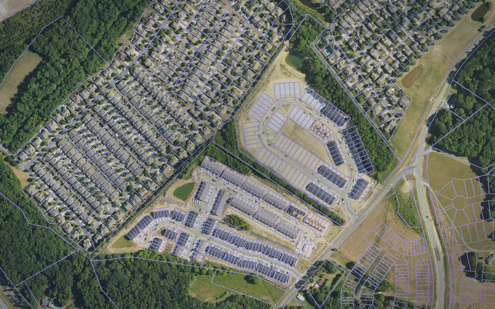 Parcel boundaries over aerial imagery of Union County, North Carolina
