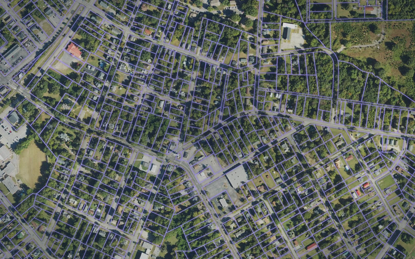 Parcel boundaries over aerial imagery of Vance County, North Carolina