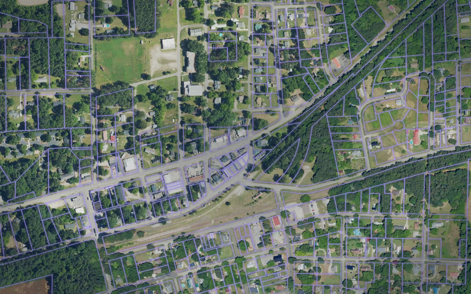 Parcel boundaries over aerial imagery of Warren County, North Carolina