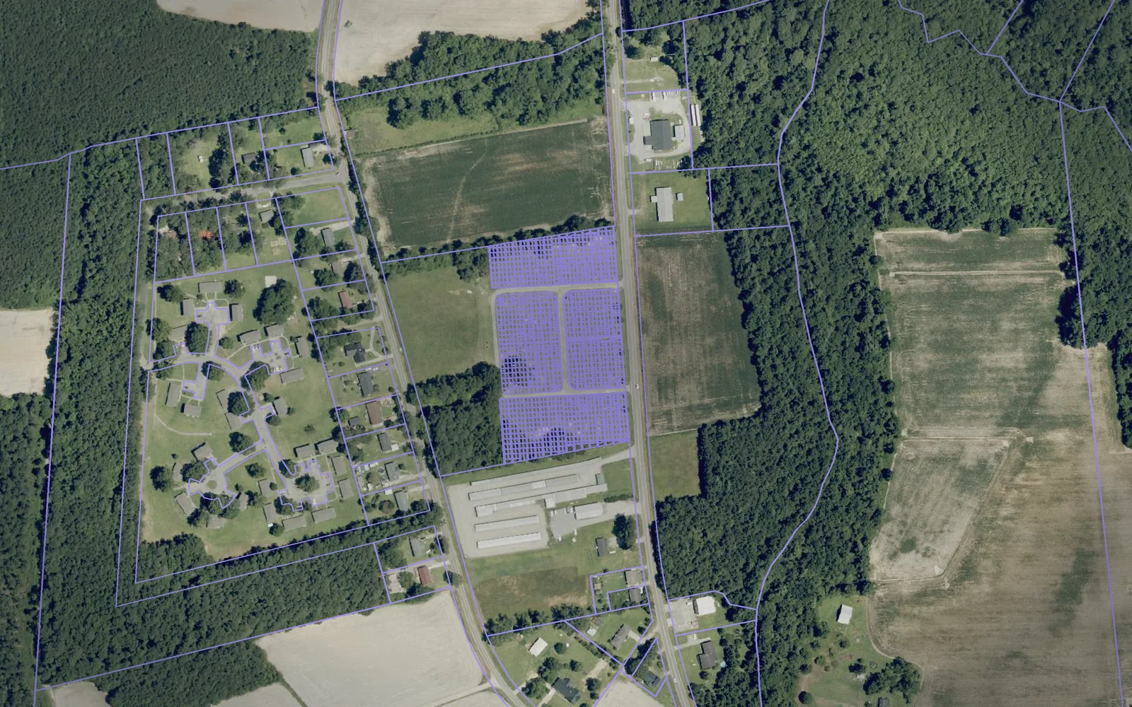 Parcel boundaries over aerial imagery of Washington County, North Carolina