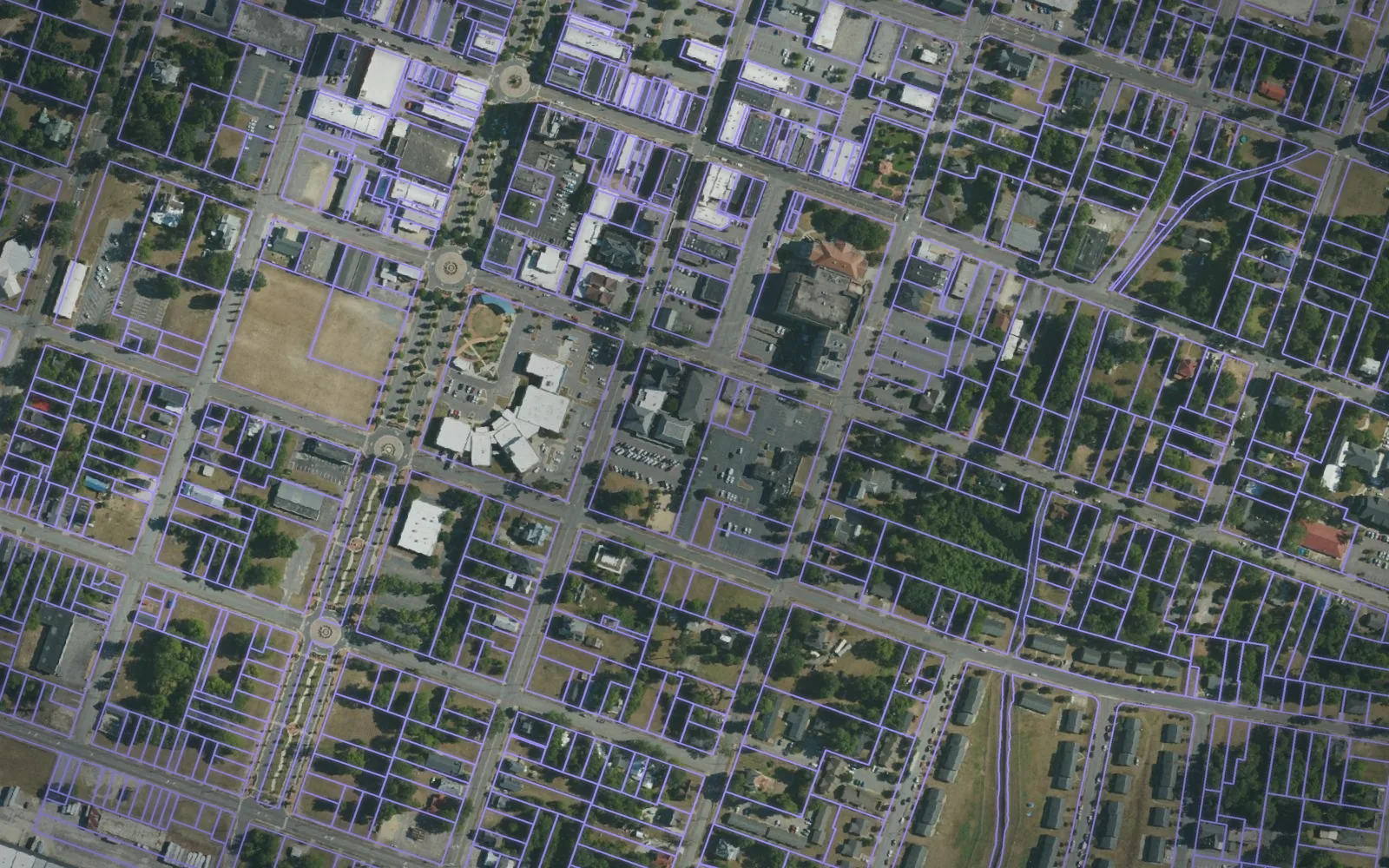 Parcel boundaries over aerial imagery of Wayne County, North Carolina