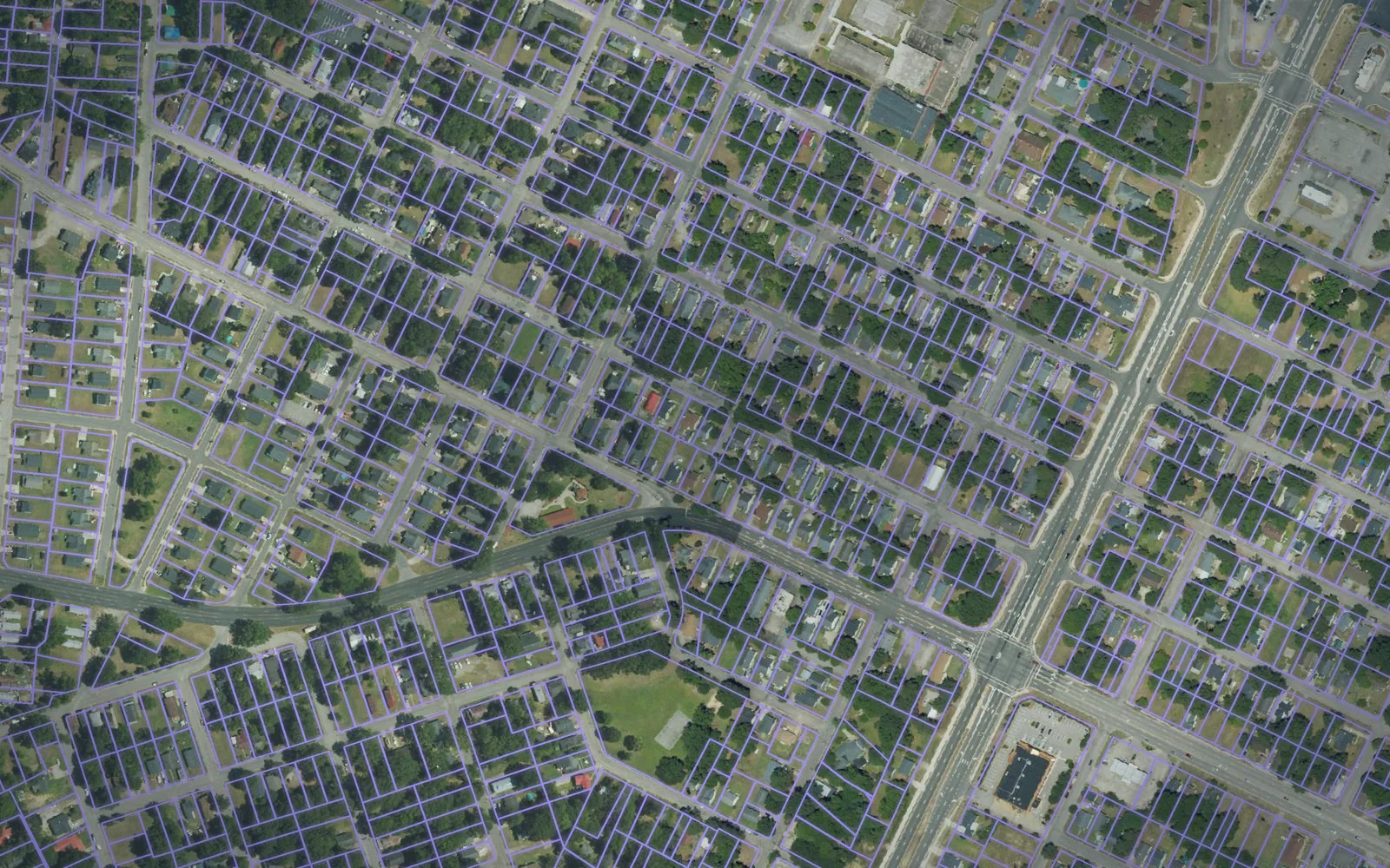 Parcel boundaries over aerial imagery of Wilson County, North Carolina