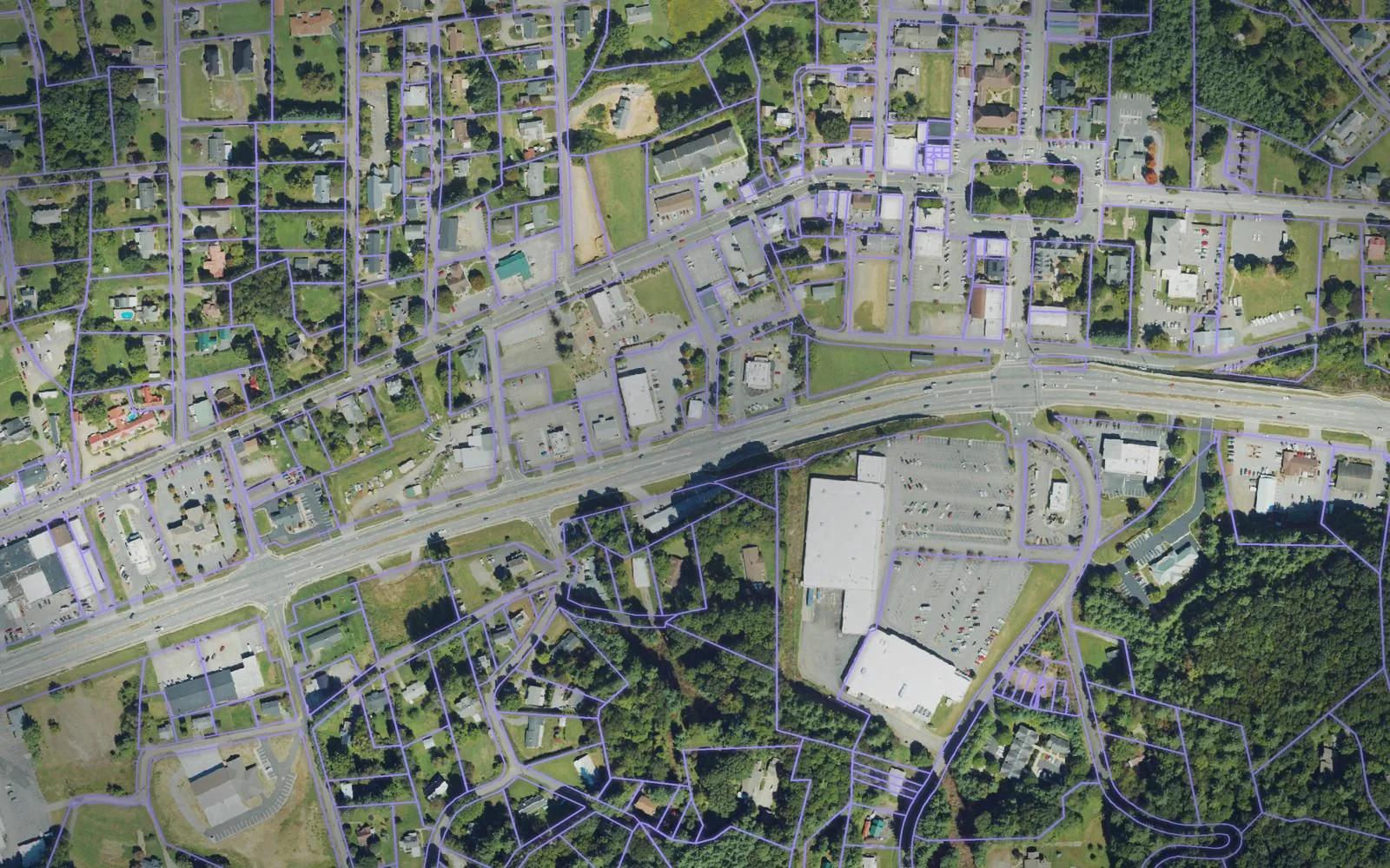 Parcel boundaries over aerial imagery of Yancey County, North Carolina