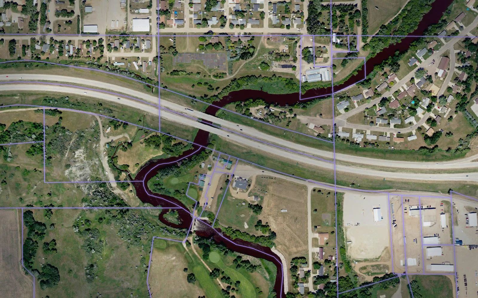 Parcel boundaries over aerial imagery of Barnes County, North Dakota