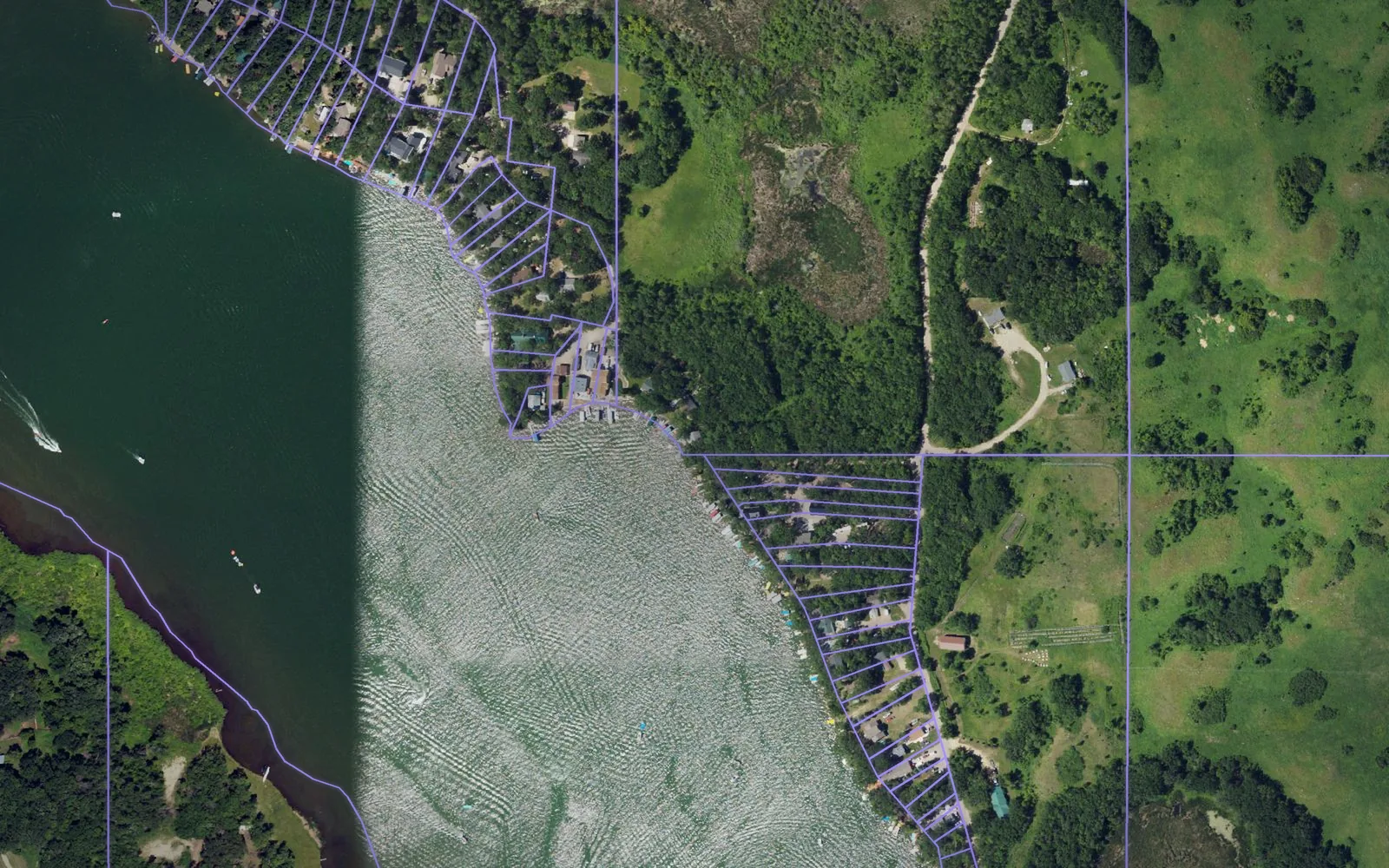 Parcel boundaries over aerial imagery of Benson County, North Dakota