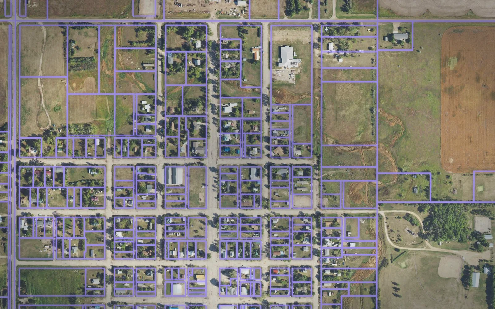 Parcel boundaries over aerial imagery of Burke County, North Dakota