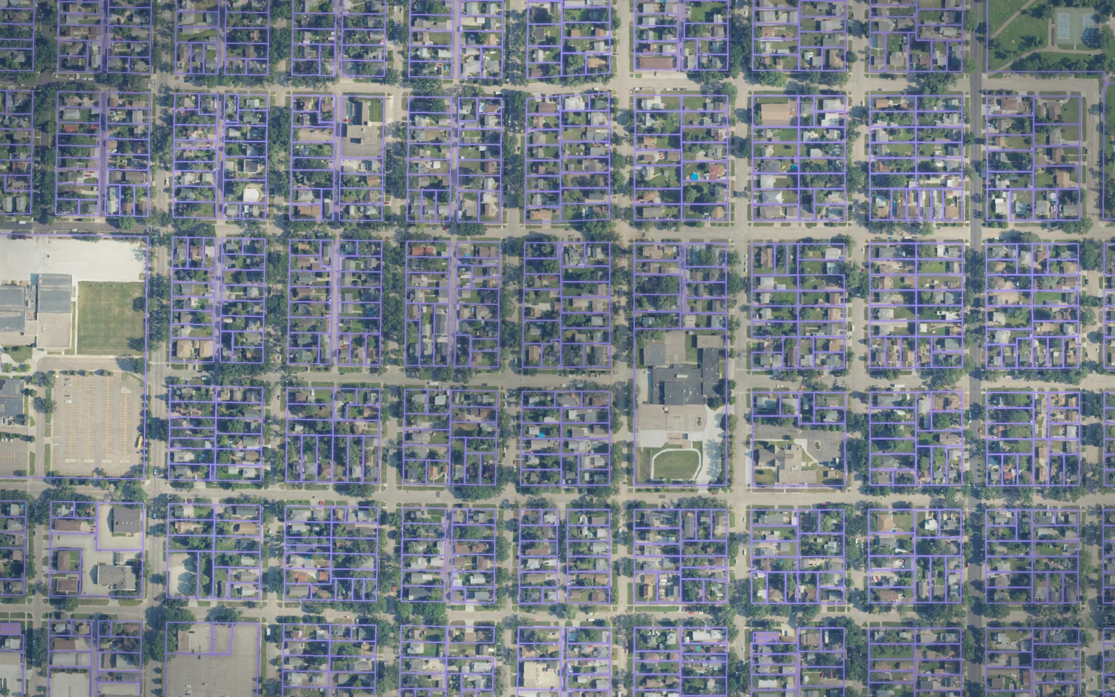 Parcel boundaries over aerial imagery of Burleigh County, North Dakota