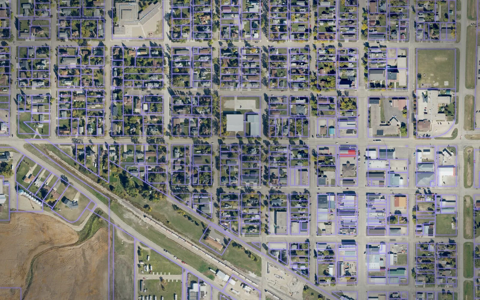 Parcel boundaries over aerial imagery of Cavalier County, North Dakota