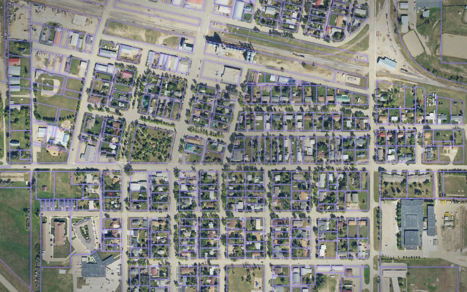 Parcel boundaries over aerial imagery of Divide County, North Dakota