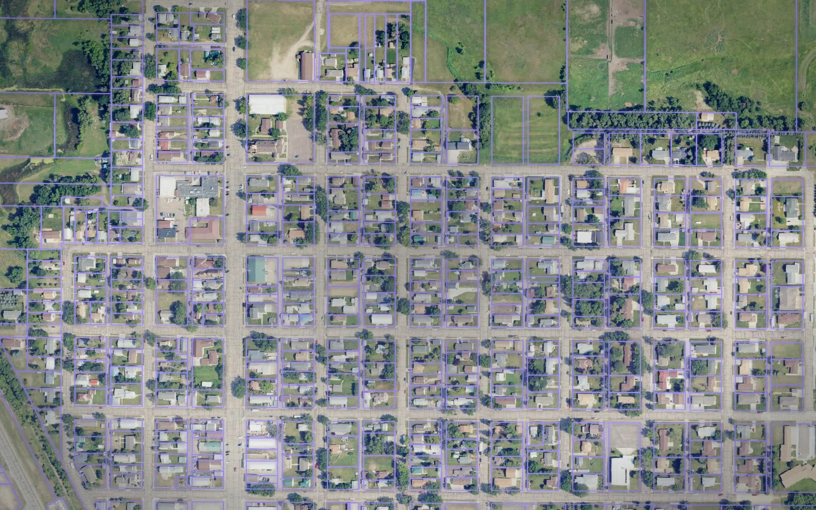 Parcel boundaries over aerial imagery of Emmons County, North Dakota
