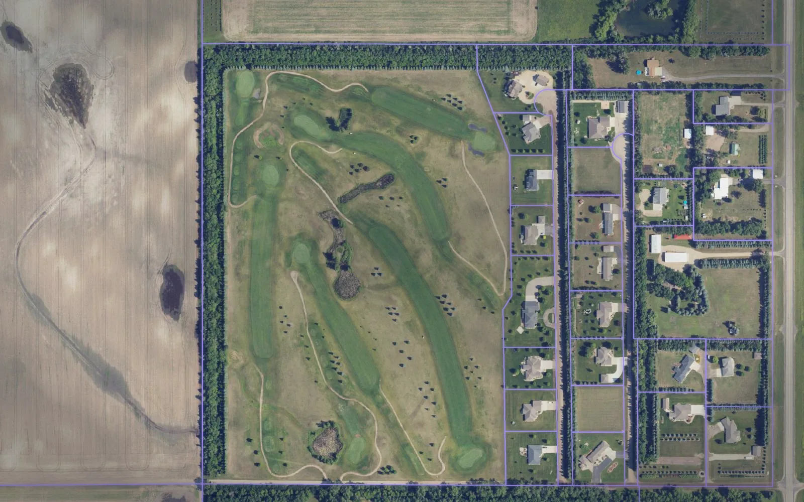 Parcel boundaries over aerial imagery of Foster County, North Dakota