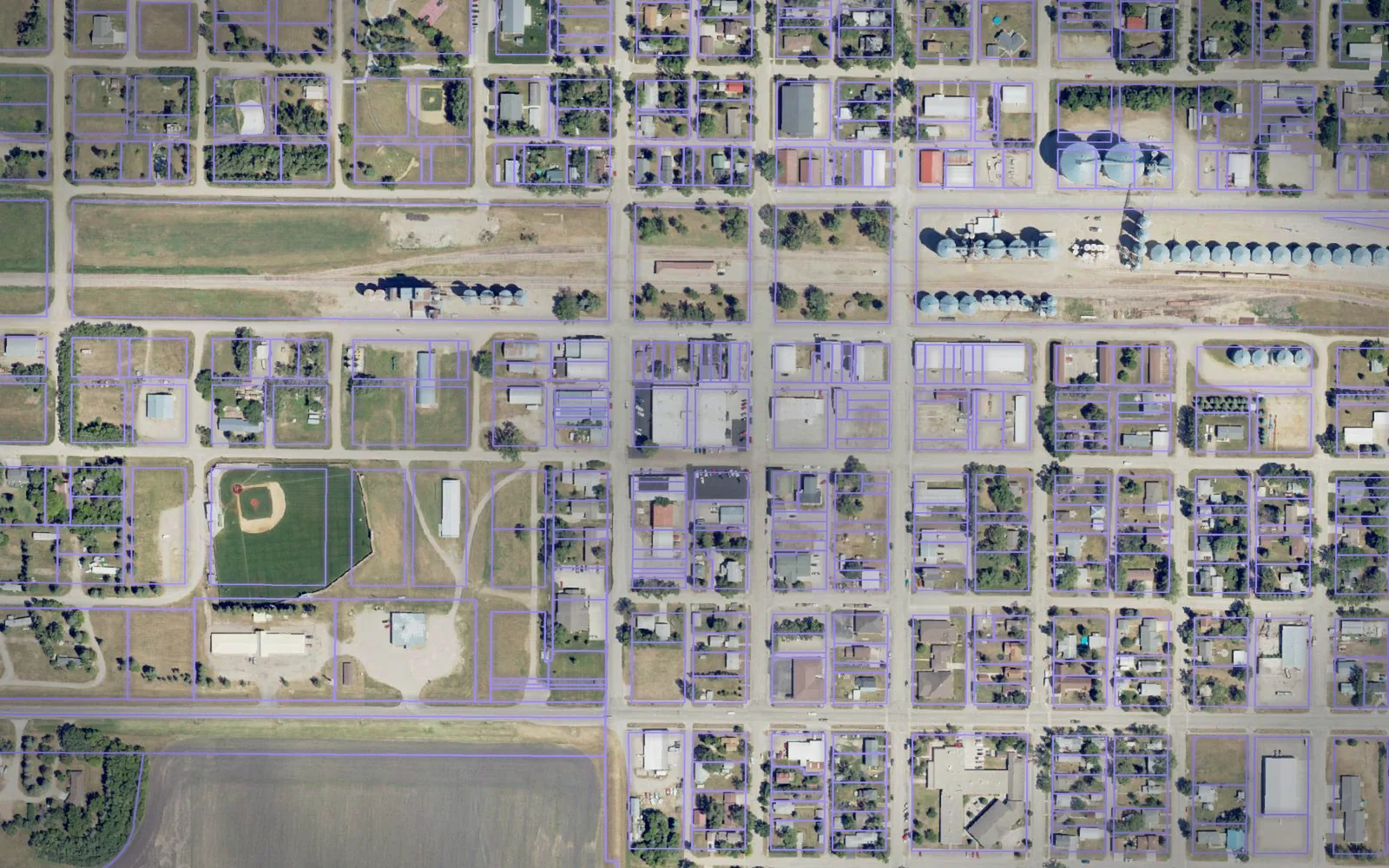 Parcel boundaries over aerial imagery of LaMoure County, North Dakota