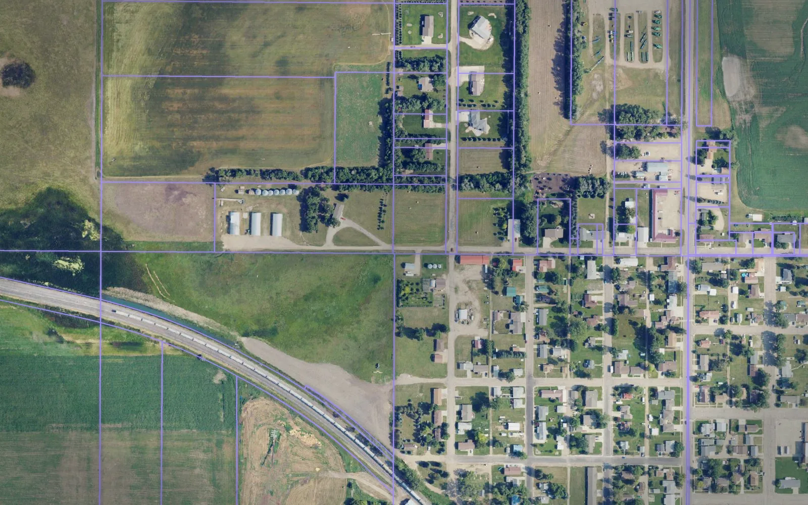 Parcel boundaries over aerial imagery of Logan County, North Dakota