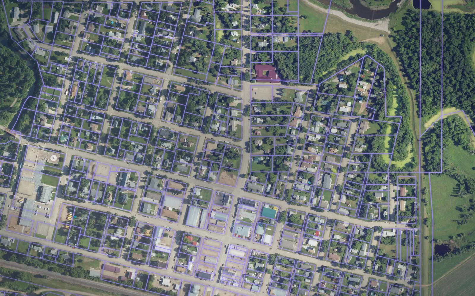 Parcel boundaries over aerial imagery of McHenry County, North Dakota