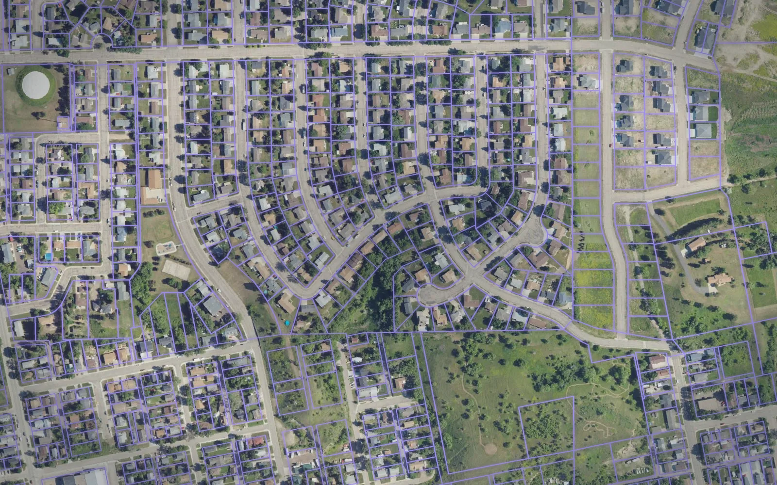 Parcel boundaries over aerial imagery of Morton County, North Dakota