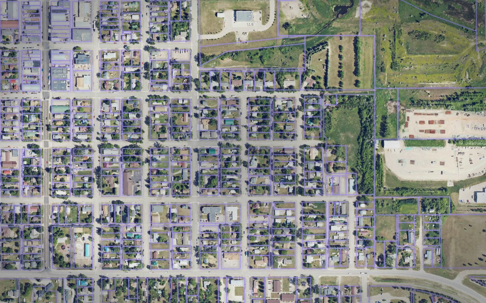 Parcel boundaries over aerial imagery of Mountrail County, North Dakota