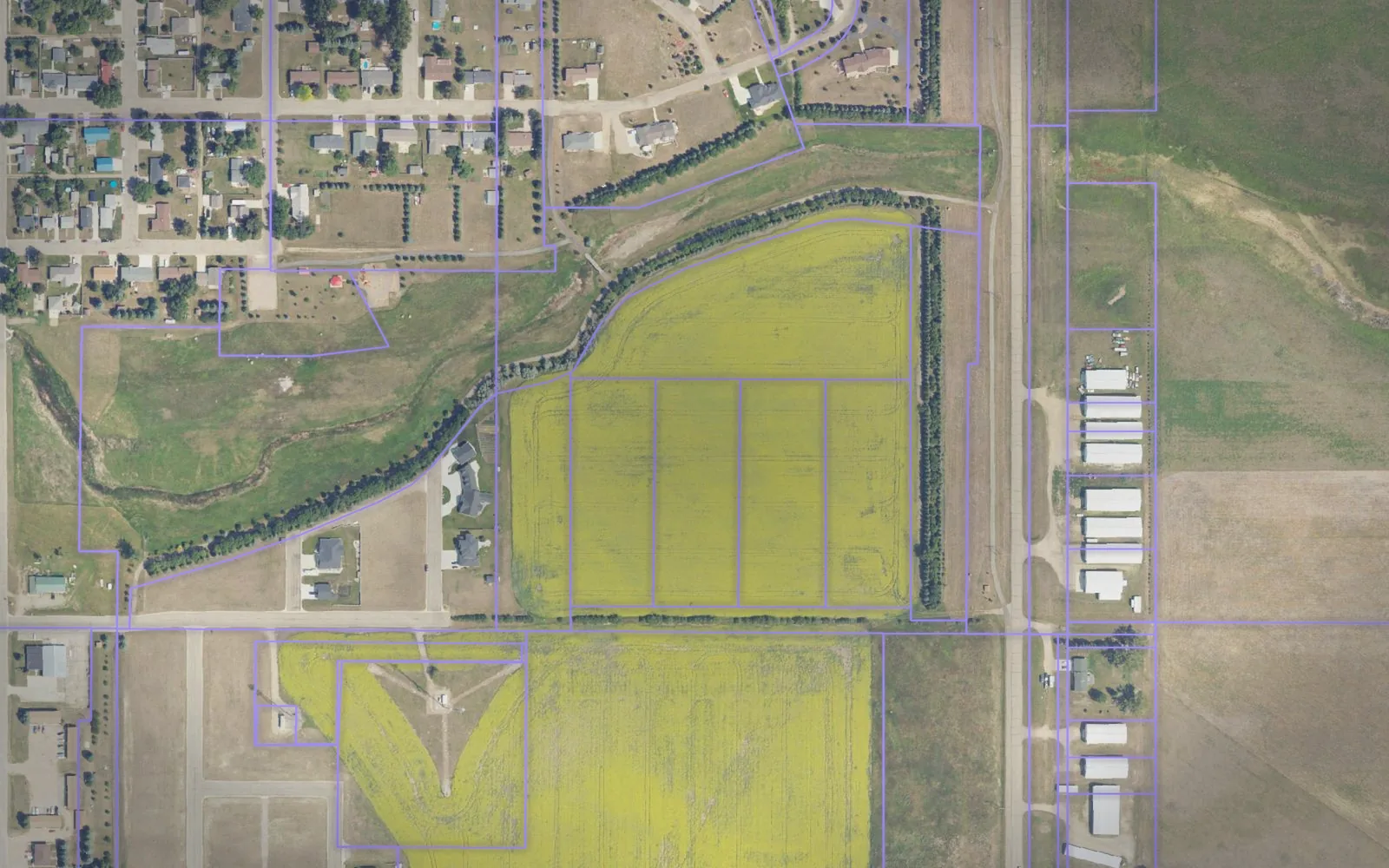 Parcel boundaries over aerial imagery of Pierce County, North Dakota