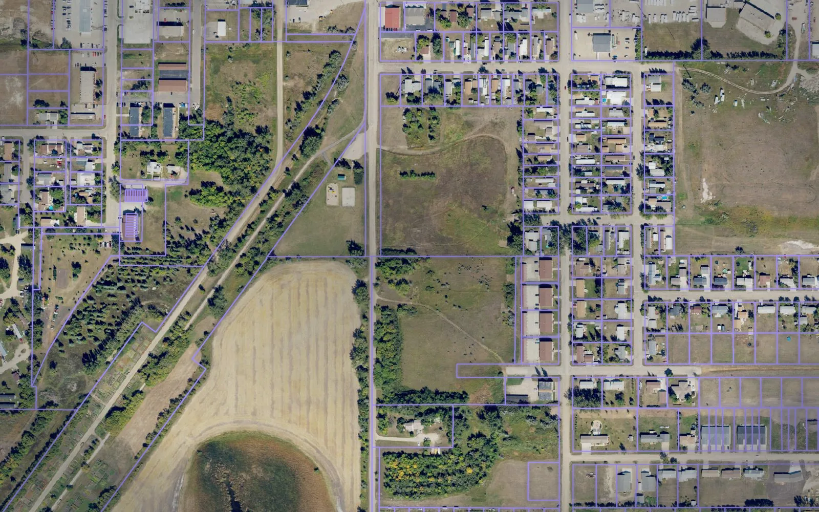 Parcel boundaries over aerial imagery of Ramsey County, North Dakota