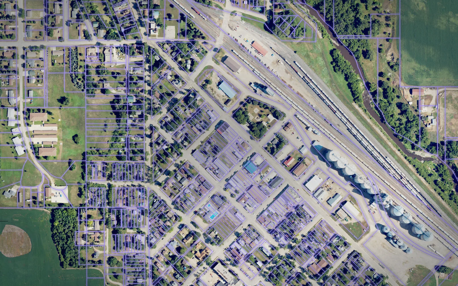 Parcel boundaries over aerial imagery of Ransom County, North Dakota