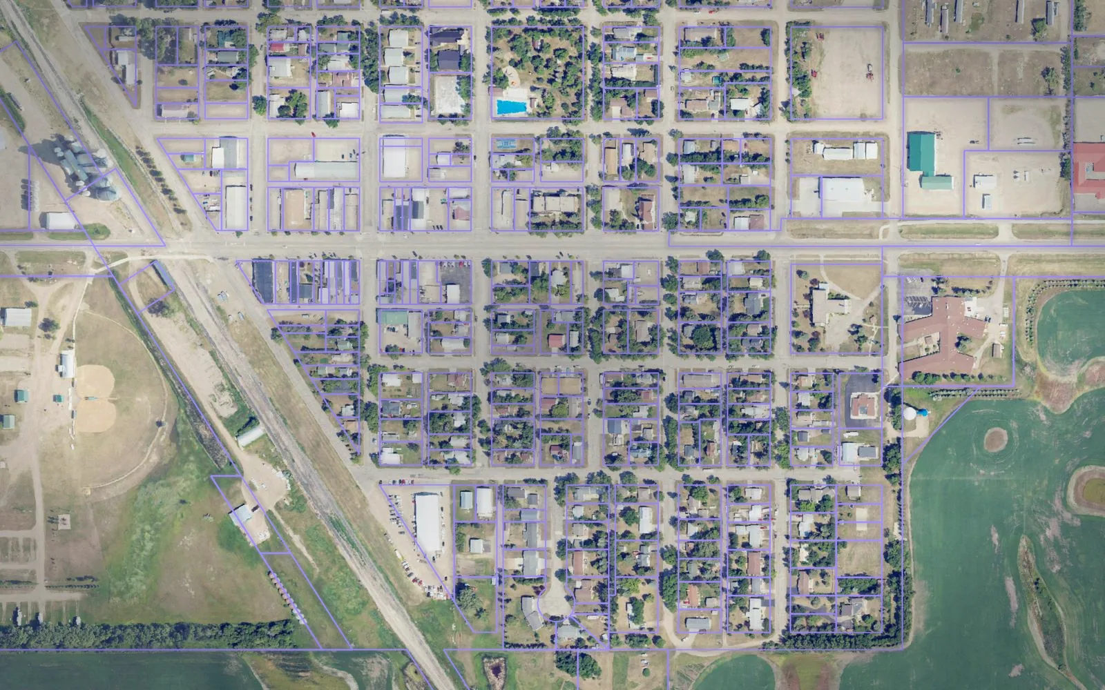 Parcel boundaries over aerial imagery of Renville County, North Dakota