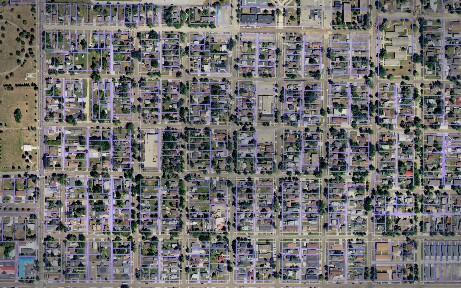 Parcel boundaries over aerial imagery of Richland County, North Dakota