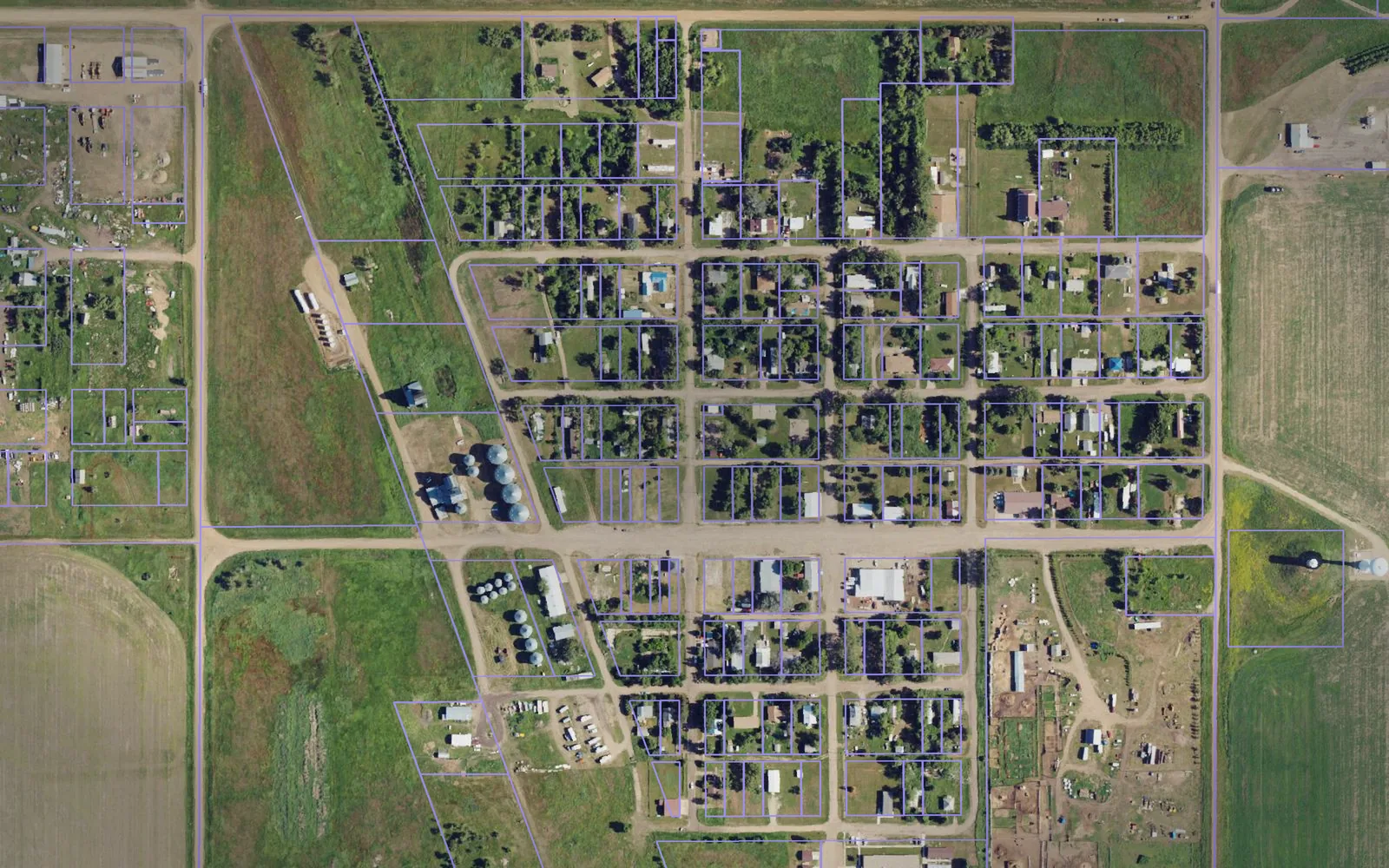 Parcel boundaries over aerial imagery of Sioux County, North Dakota